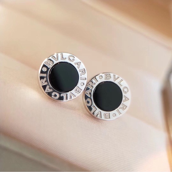Bulgari Silver and Black Round Earrings - Picture 2 of 5